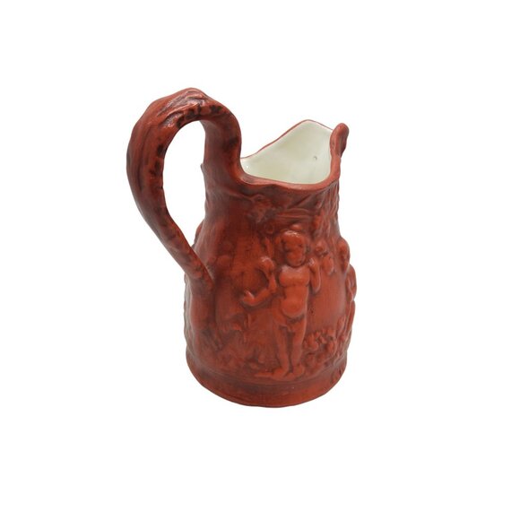 vintage 1968 handmade signed b.b. brick red ceramic pitcher - Picture 4 of 6